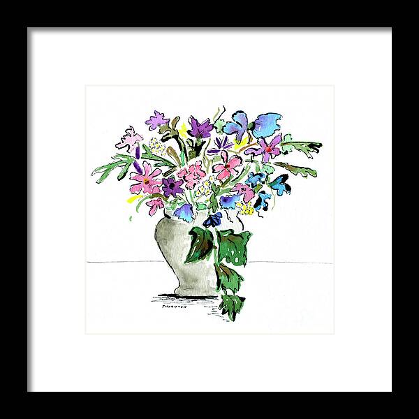 Floral Framed Print featuring the painting Floral Vase by Diane Thornton