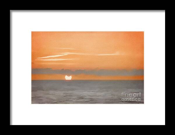Sunset Framed Print featuring the digital art Florida Sunset in Gray by Jayne Carney