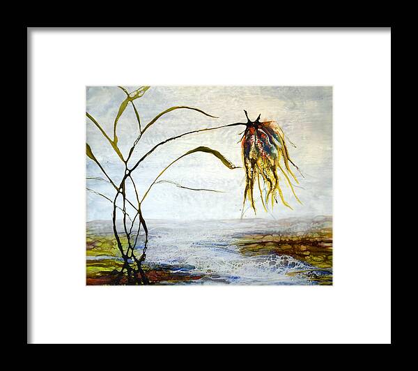 Flower Framed Print featuring the painting Flower and Babbling Brook by Jennifer Creech