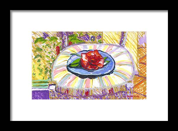 Flowers Framed Print featuring the painting Flower on Chair by Candace Lovely