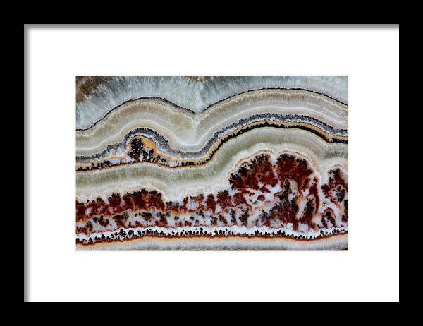 Mineral Framed Print featuring the photograph Flower Onyx, Close-up Of Pattern by Darrell Gulin