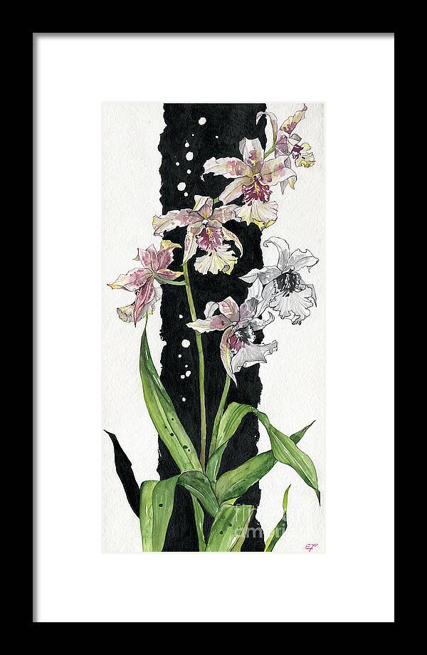 Art Framed Print featuring the painting Flower ORCHID 06 Elena Yakubovich by Elena Daniel Yakubovich