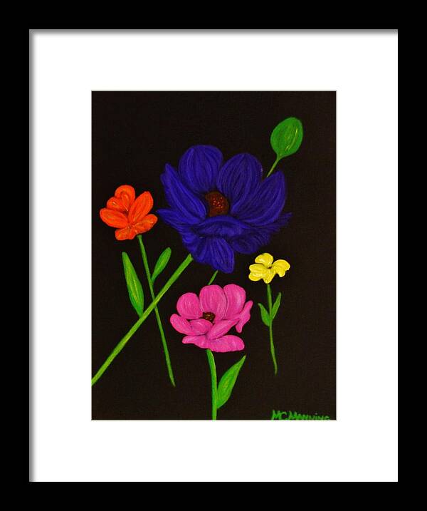 Orange Flowers Framed Print featuring the painting Flower Play by Celeste Manning