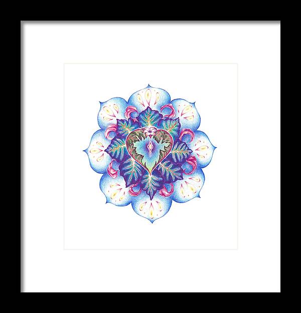 Flower Framed Print featuring the painting Flowering of the Heart  oneness art by Lydia Erickson