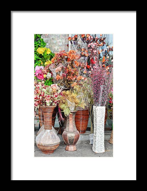 Anniversary Framed Print featuring the photograph Flowers at florist by Tom Gowanlock