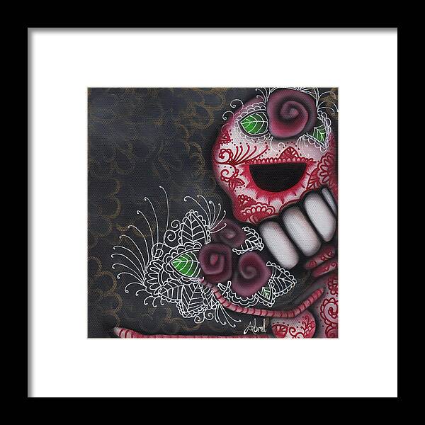 Day Of The Dead Framed Print featuring the painting Flowers for the Dead II by Abril Andrade