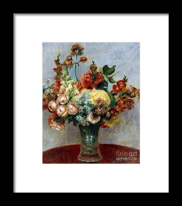 Flowers In A Vase Framed Print featuring the painting Flowers in a Vase by Pierre-Auguste Renoir