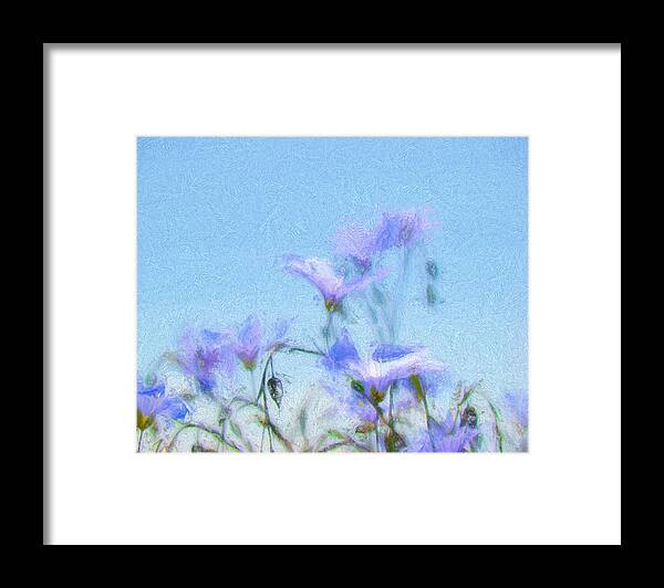 Flowers Framed Print featuring the digital art Flowers in Blue by Cathy Anderson