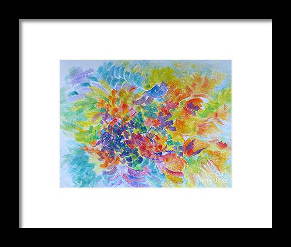 Abstract Framed Print featuring the painting Flowers in Lavender Vase by Rosanne Licciardi
