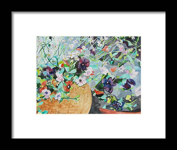 Flowers Light And Dark Framed Print featuring the painting Flowers Light and Dark by Esther Newman-Cohen