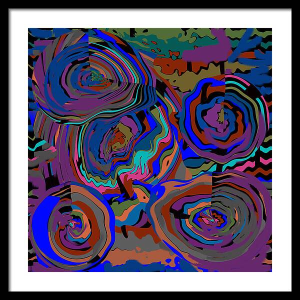 Blue Abstract Art Paintings Framed Print featuring the painting Original Contemporary Modern Art Flowers Of Life by RjFxx at beautifullart com Friedenthal