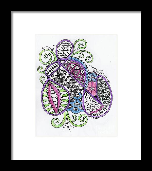 Zentangles Framed Print featuring the mixed media Flutterbug by Ruth Dailey