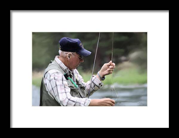 Adult Framed Print featuring the digital art Fly fishing time by Debra Baldwin