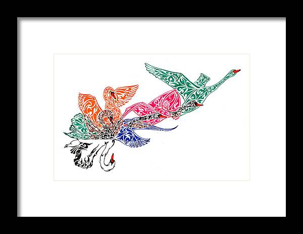 Doodle Framed Print featuring the painting Fly High by Anushree Santhosh