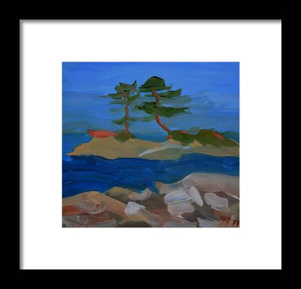 Landscape Framed Print featuring the painting Fly Point Island by Francine Frank