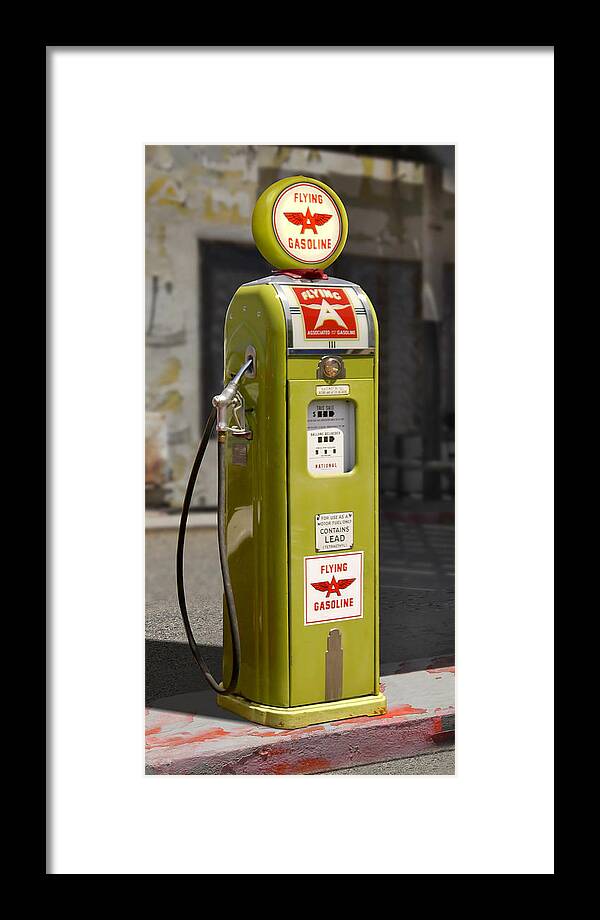 Flying A Gasoline Framed Print featuring the photograph Flying A Gasoline - National Gas Pump by Mike McGlothlen