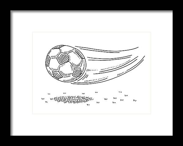 Shadow Framed Print featuring the drawing Flying Soccer Ball Drawing by FrankRamspott