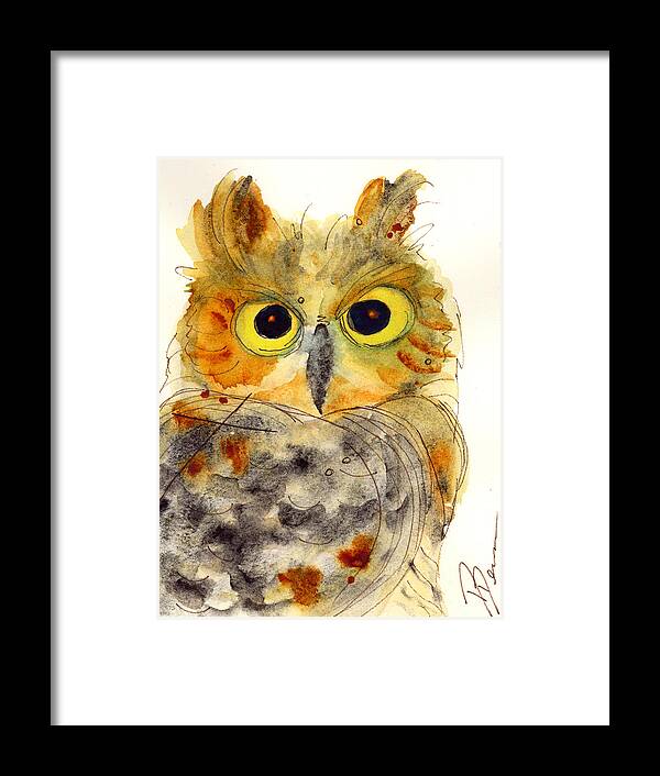 Owl Watercolor Framed Print featuring the painting Flying Tiger by Dawn Derman