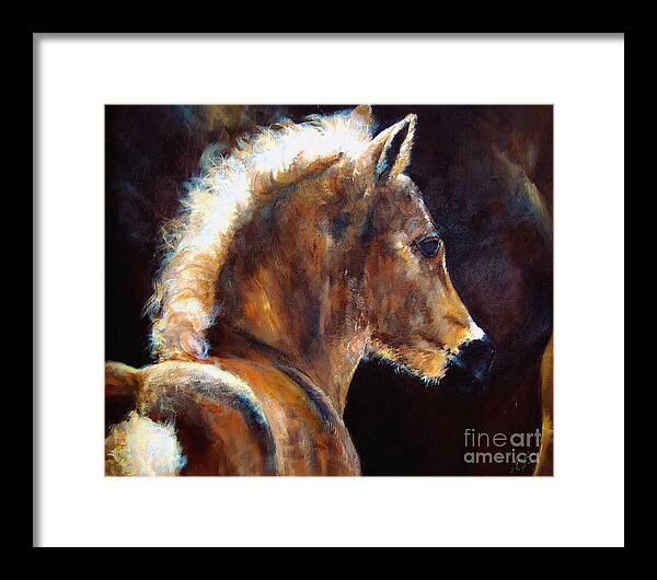 Horses Framed Print featuring the painting Foal Chestnut Filly Painting by Ginette Callaway