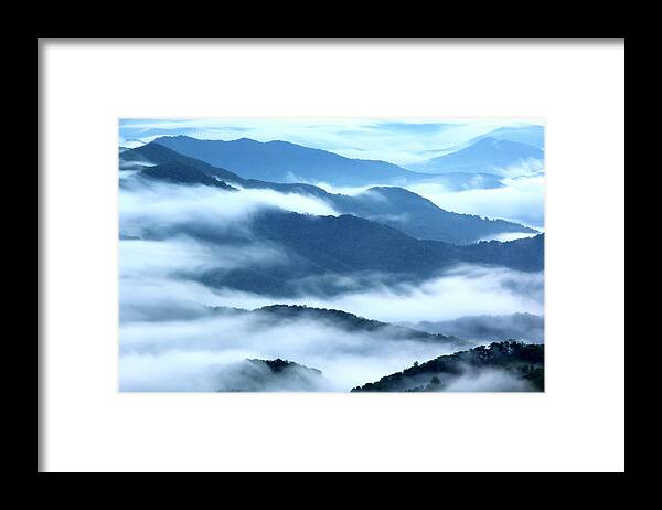 Scenics Framed Print featuring the photograph Foggy Appalachian Mountain Ridges by Brett Maurer