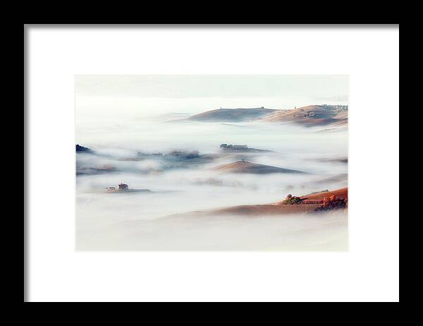 Dawn Framed Print featuring the photograph Foggy Autumn Morning In Tuscany by Mammuth