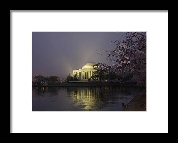 Jefferson Memorial Framed Print featuring the photograph Foggy Morning at the Jefferson Memorial 1 by Leah Palmer