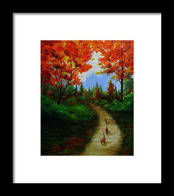 Cat Framed Print featuring the painting Follow The Leader by Catherine Howley