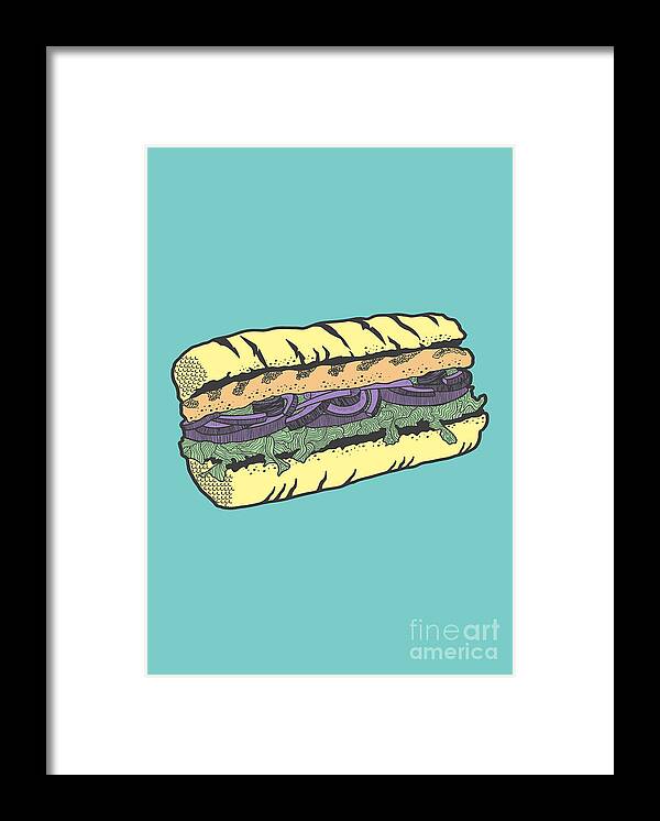 Sandwich Framed Print featuring the drawing Food masquerade by Freshinkstain