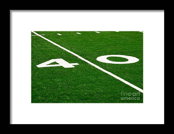 40 Yard Line Framed Print featuring the photograph Football Field 40 Yard Line Picture by Paul Velgos
