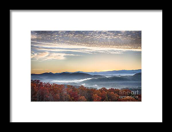 Smoky Mountain National Park Framed Print featuring the photograph Foothills Parkway Fall Morning by Jennifer Ludlum