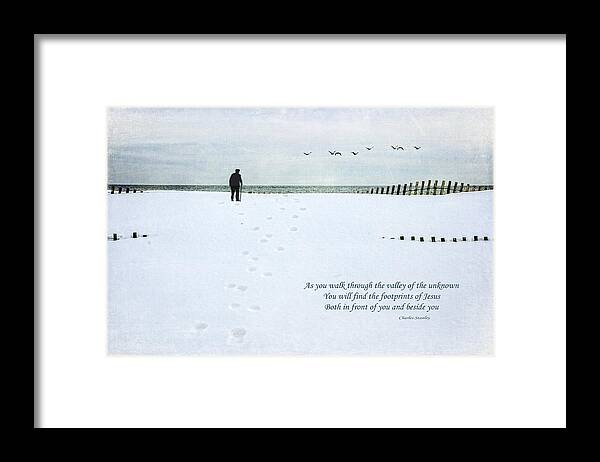 Snow Framed Print featuring the photograph Footprints by Cathy Kovarik