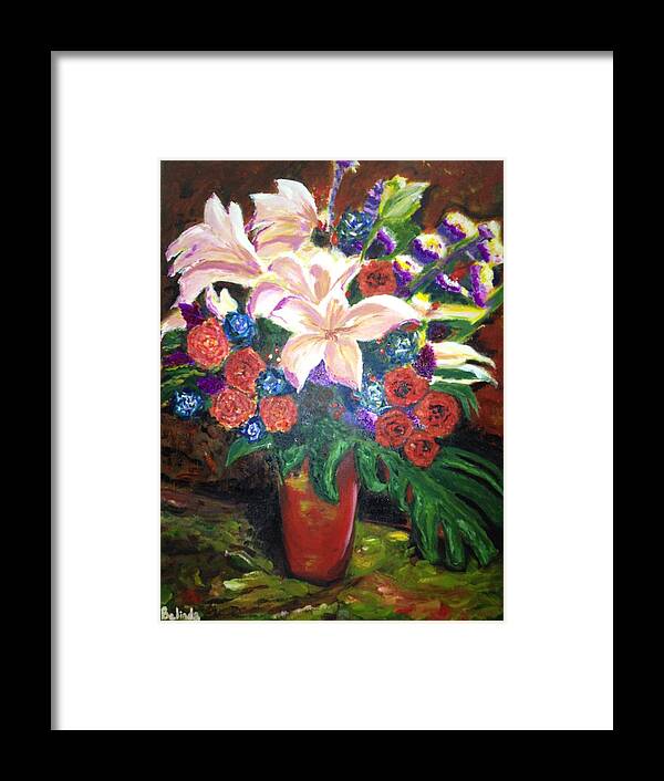 Lilies Framed Print featuring the painting For My Friend Lily by Belinda Low