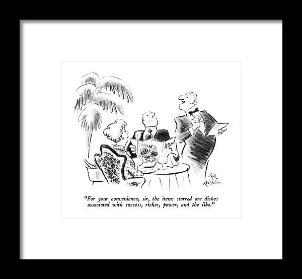Dining Framed Print featuring the drawing For Your Convenience by Ed Fisher