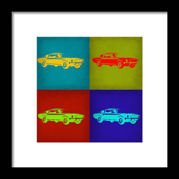 Ford Mustang Framed Print featuring the painting Ford Mustang Pop Art 1 by Naxart Studio