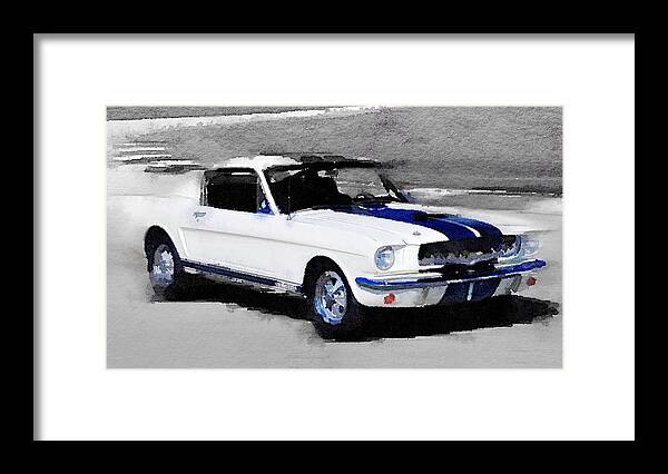 Ford Mustang Shelby Framed Print featuring the painting Ford Mustang Shelby Watercolor by Naxart Studio