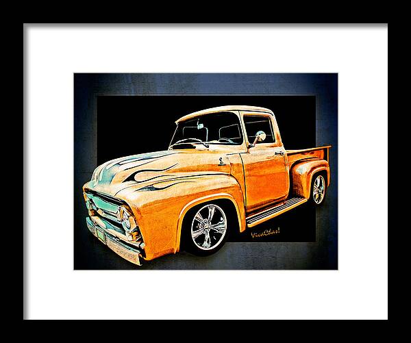 Ford Framed Print featuring the photograph Ford Pickup in Flaming Gold by Chas Sinklier