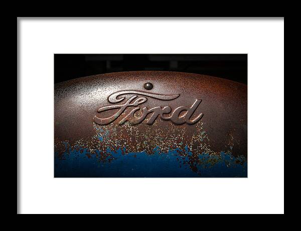 Ford Framed Print featuring the photograph Ford Tractor Logo by Jeff Mize