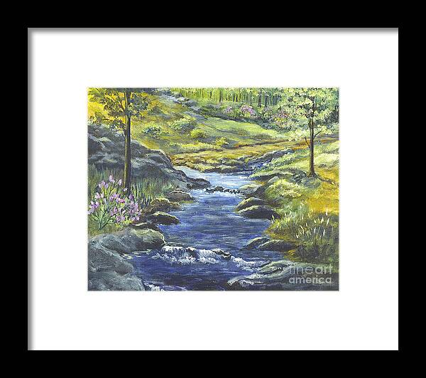 Forest Framed Print featuring the painting Forest Glen Brook by Carol Wisniewski