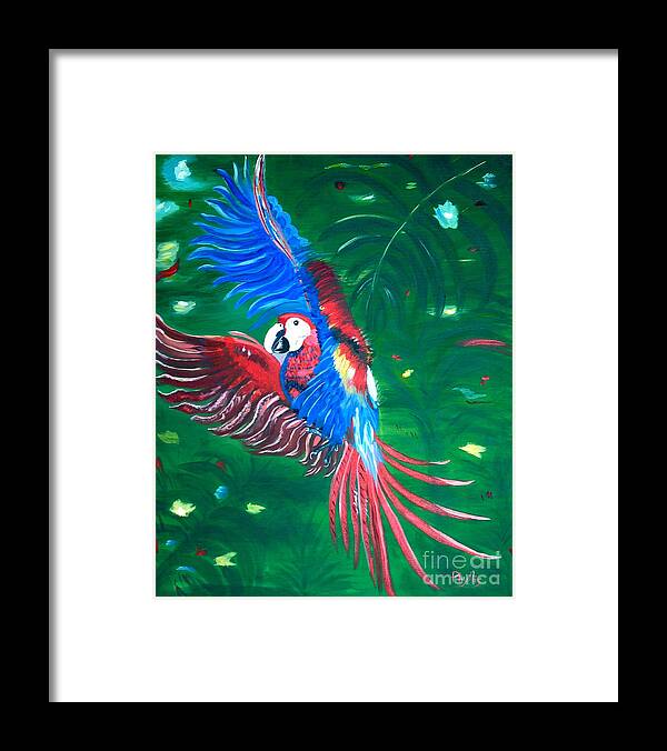 Parrot Framed Print featuring the painting Forest Landing by Phyllis Kaltenbach