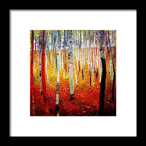 Gustav Klimt Framed Print featuring the painting Forest of Beech Trees by Celestial Images