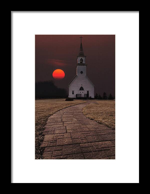 Church Framed Print featuring the photograph Fort Belmont Sunset by Aaron J Groen