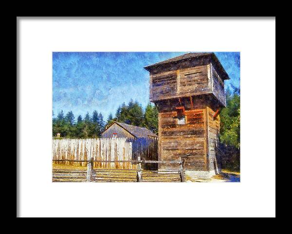 Fort Nisqually Framed Print featuring the digital art Fort Nisqually Tower by Kaylee Mason
