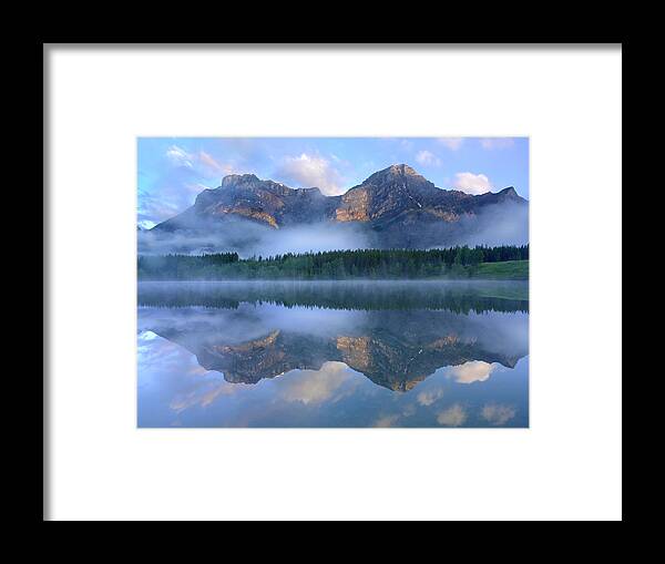 Feb0514 Framed Print featuring the photograph Fortress Mountain Shrouded In Fog by Tim Fitzharris