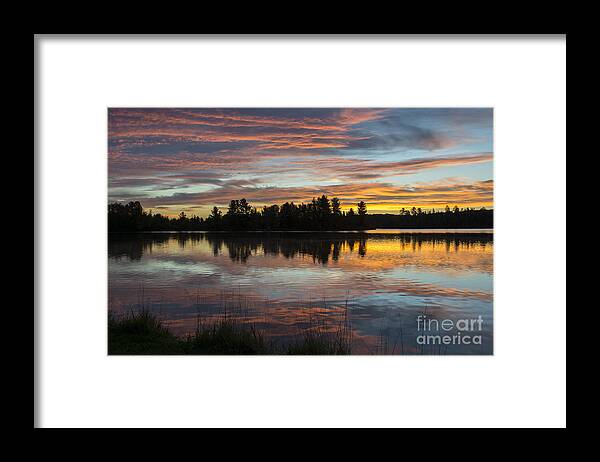 Sunrise Framed Print featuring the photograph Fortune Lake by Dan Hefle