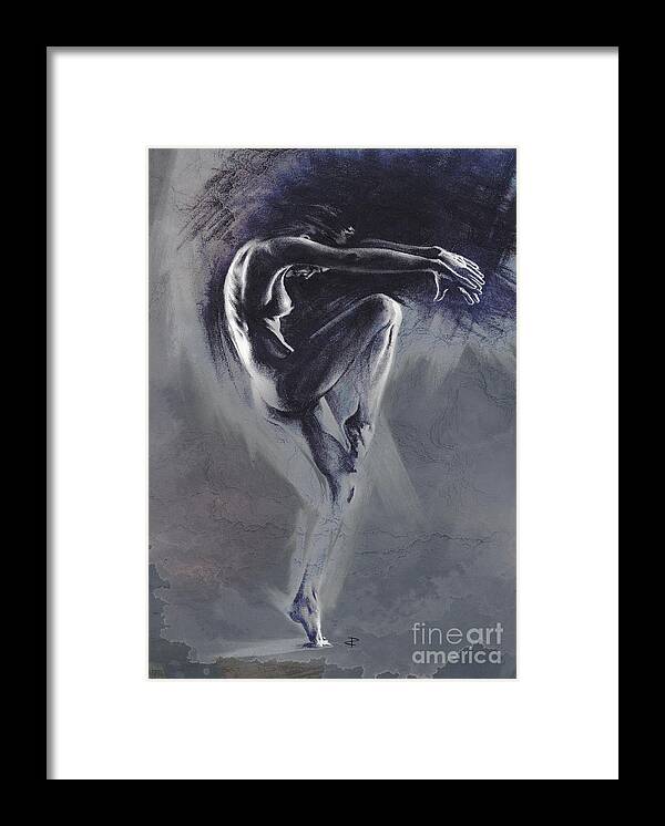 Figurative Framed Print featuring the drawing Fount II. textured b. by Paul Davenport