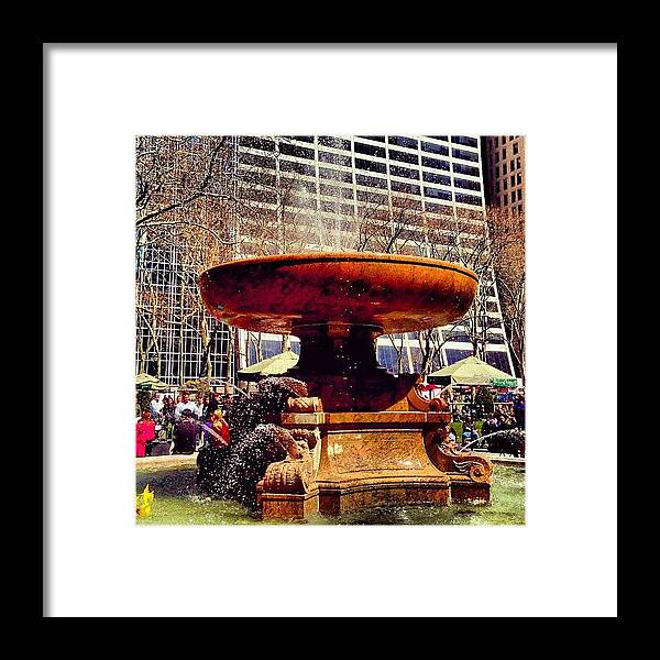 Beautiful Framed Print featuring the photograph Fountain at Braynt Park in New York City by Klm Studioline