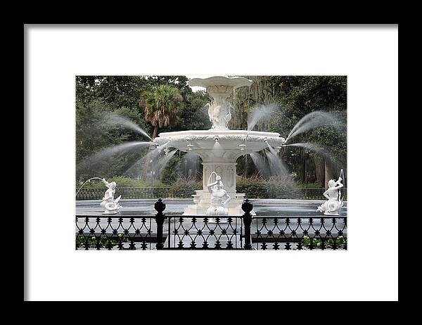 Fountain Framed Print featuring the photograph Fountain at Forsyth Park Savannah by Bradford Martin