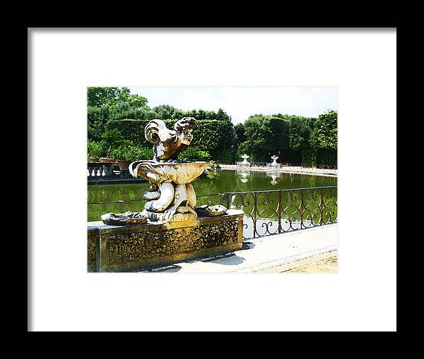 Fountain Framed Print featuring the photograph Fountain in Boboli Gardens Florence Italy by Irina Sztukowski
