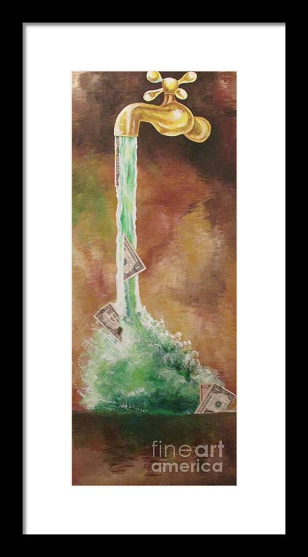  Water Framed Print featuring the painting Fountain by Nereida Rodriguez