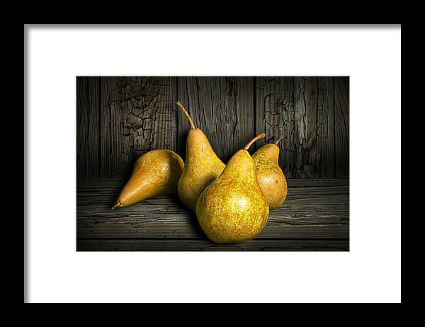Pear Framed Print featuring the photograph Four Bartlett Pears by Randall Nyhof